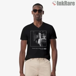 The Clash Should I Stay Or Should I Go 1982 Street Photo Shirt on black v-neck shirt for men graphic tee