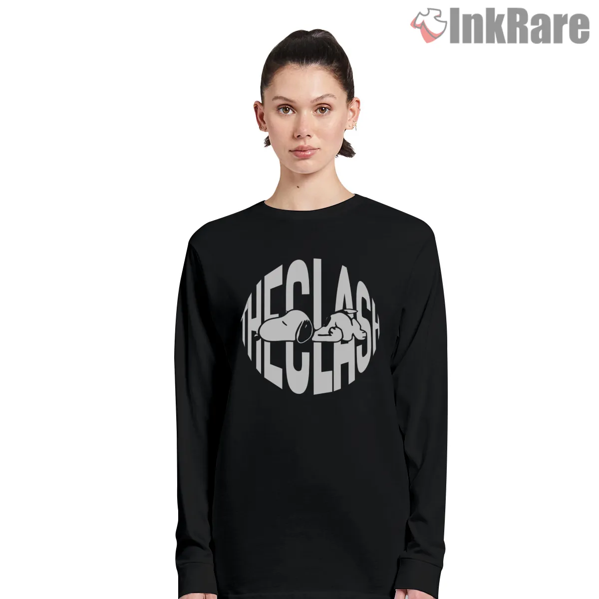 The Clash Snoopy Nap Bold Logo Long Sleeve Black The Clash Snoopy Nap Bold Logo Shirt on black long sleeve shirt for women graphic tee