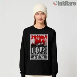 The Clash Sold Out Bond International Casino Poster Shirt on black long sleeve shirt for women graphic tee