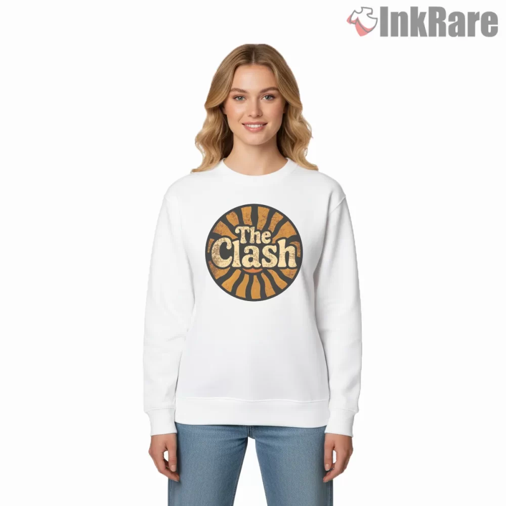 The Clash Sunburst Vintage Logo Shirt on graphic shirt for women graphic tee