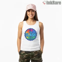 The Clash Target Style Logo Punk Shirt on white tank top for women graphic tee