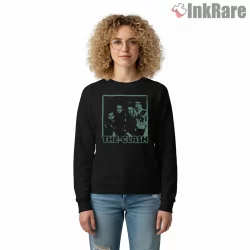The Clash Teal Duotone Band Portrait Shirt on graphic shirt for women graphic tee