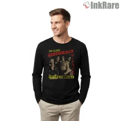 The Clash Tokyo Punk Import Poster Shirt on black long sleeve shirt for men graphic tee