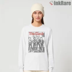 The Clash Vintage Band Photo Archive Shirt on white long sleeve shirt for women graphic tee