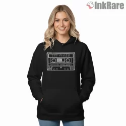The Clash Vintage Cassette Tape Love Song Shirt on black hoodie for women graphic tee