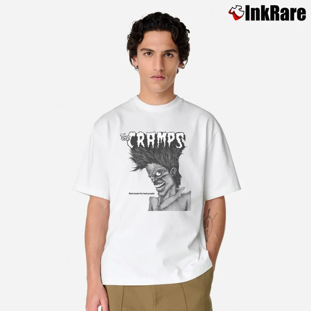 Men’s The Cramps Bad Music For Bad People Classic T-Shirt in white | Soft, Breathable Everyday Wear