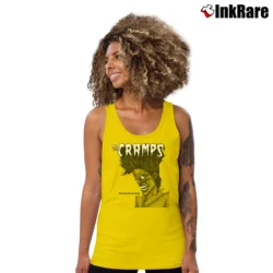 Women’s The Cramps Bad Music For Bad People Tank Top in yellow | Lightweight, Movement-Friendly