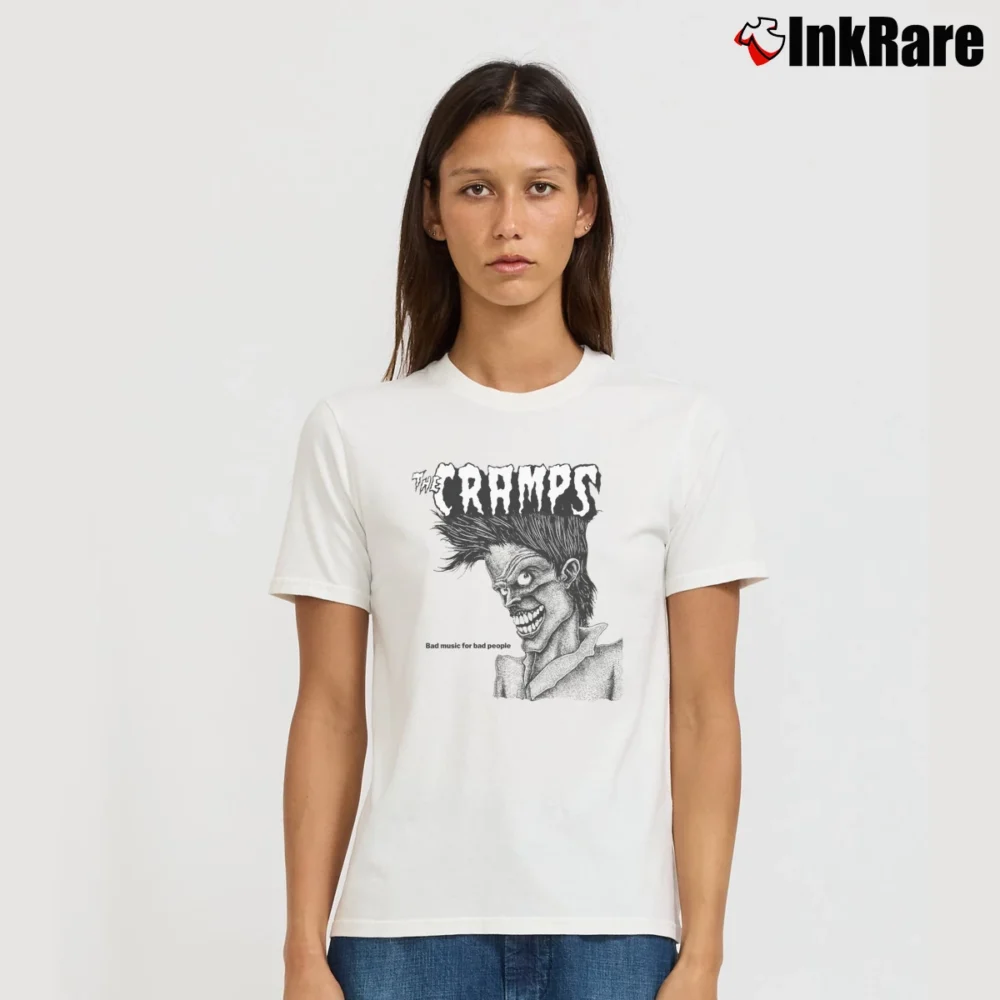 Women’s The Cramps Bad Music Signature T-Shirt in white | Soft, Flattering Fit