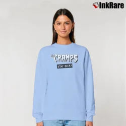 Women’s the cramps stay sick punk rock horror Relaxed Sweatshirt in light blue | Soft, Laid-Back Vibe