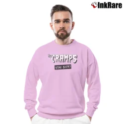 Men’s the cramps stay sick punk rock horror Crewneck Sweatshirt in light pink | Cozy Fabric, Clean Style