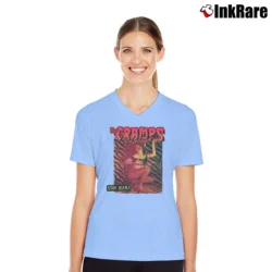 Women’s The Cramps Stay Sick Punk V-Neck Tee in light blue | Chic Neckline, Soft Texture