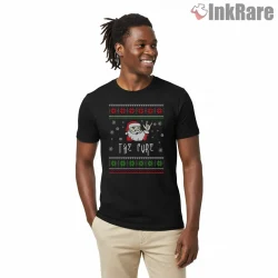 The Cure Christmas Goth Holiday Shirt on black short sleeve shirt for men graphic tee