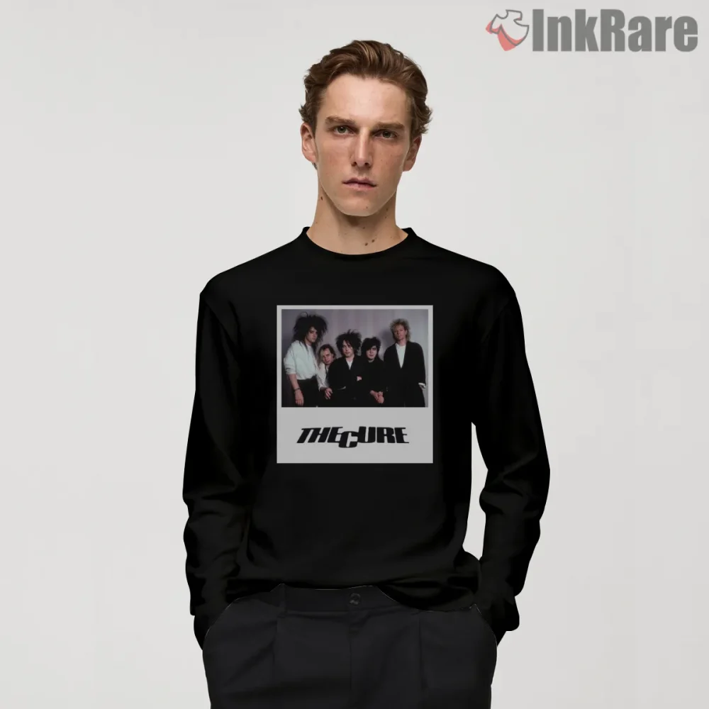 The Cure Classic Band Portrait Shirt on black long sleeve shirt for men graphic tee