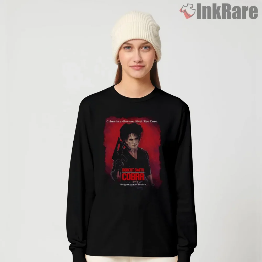 The Cure Cobra Movie Crossover Shirt on black long sleeve shirt for women graphic tee