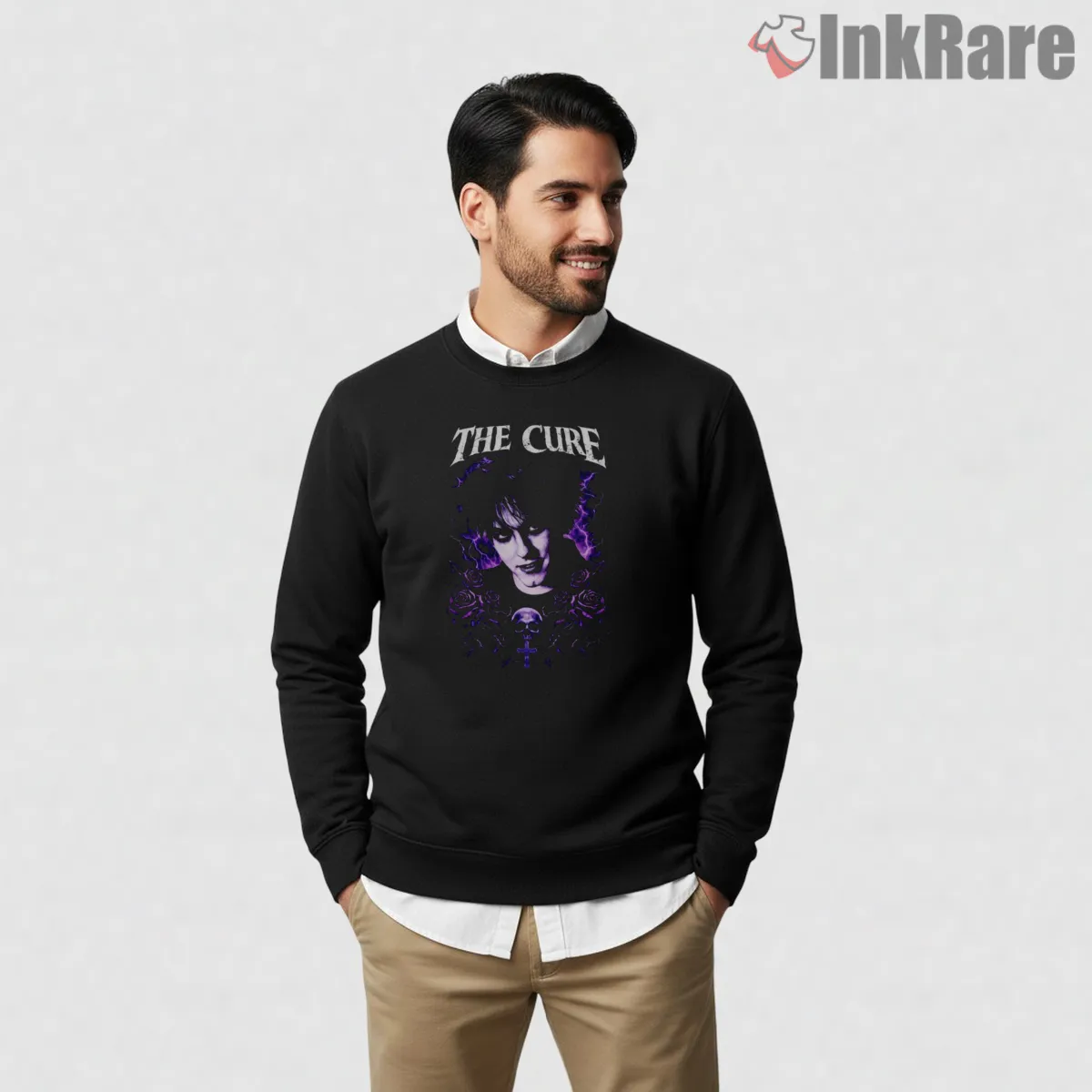 The Cure Dark Gothic Skull Portrait Shirt on graphic shirt for men graphic tee