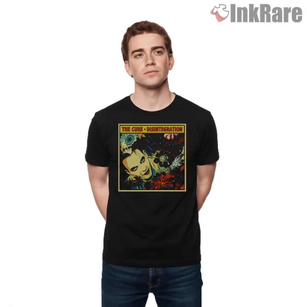 The Cure Disintegration Psychedelic Comic Shirt on black short sleeve shirt for men graphic tee