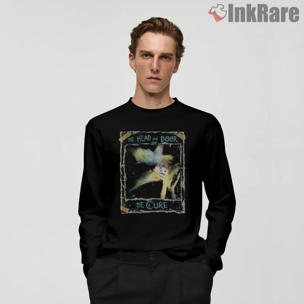 The Cure Head On The Door Gothic Album Shirt on black long sleeve shirt for men graphic tee