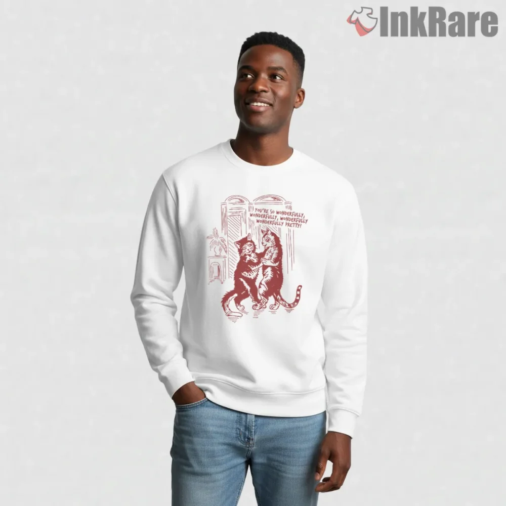 The Cure Lovecats Vintage Cat Illustration Shirt on graphic shirt for men graphic tee