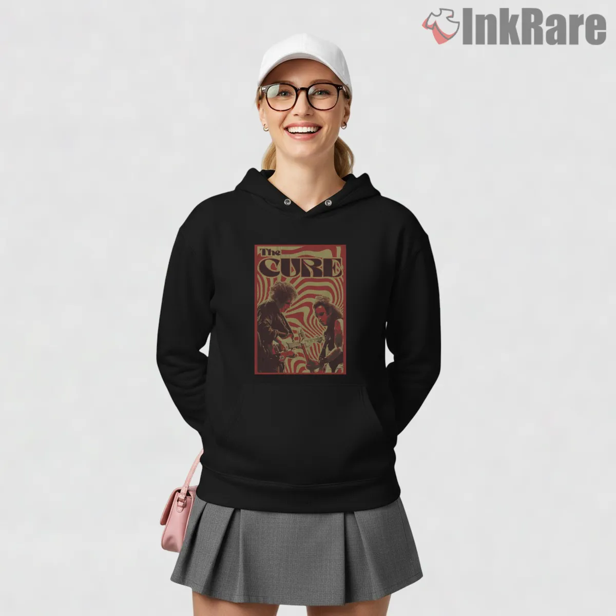 The Cure Psychedelic 90s Concert Hoodie Black The Cure Psychedelic 90s Concert Shirt on black hoodie for women graphic tee