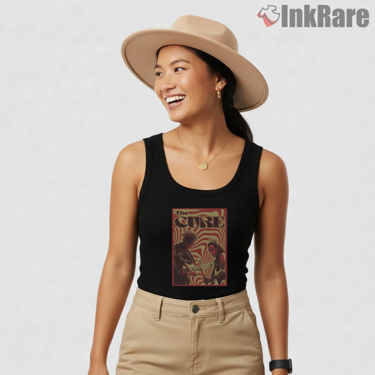 The Cure Psychedelic 90s Concert Tank Top Black The Cure Psychedelic 90s Concert Shirt on black tank top for women graphic tee