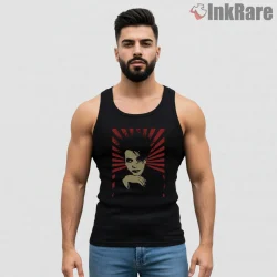 The Cure Red Shadow Gothic Portrait Shirt on black tank top for men graphic tee