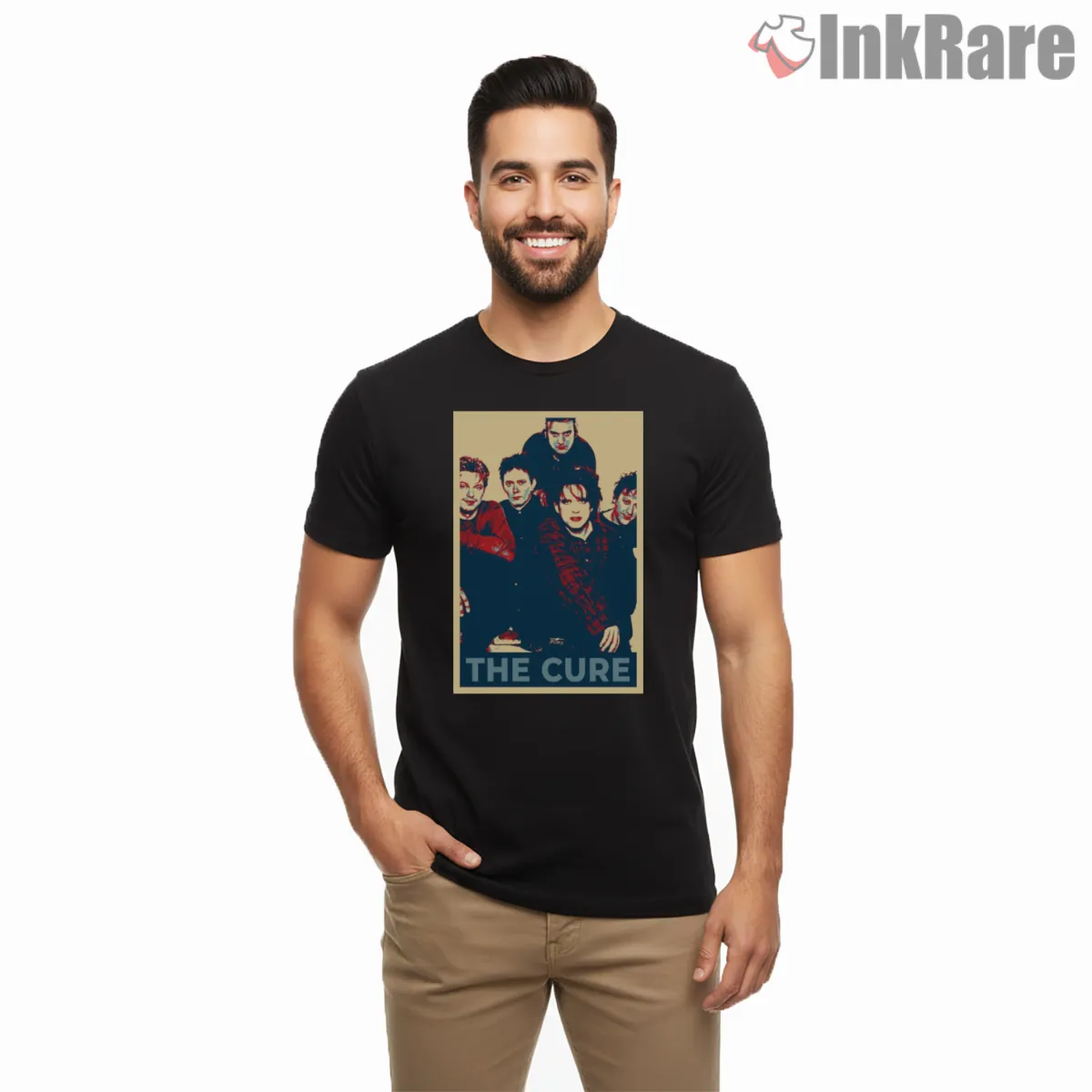 The Cure Retro Band Poster Shirt on black short sleeve shirt for men graphic tee