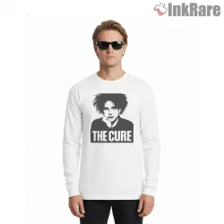 The Cure Robert Smith Monochrome Shirt on white long sleeve shirt for men graphic tee