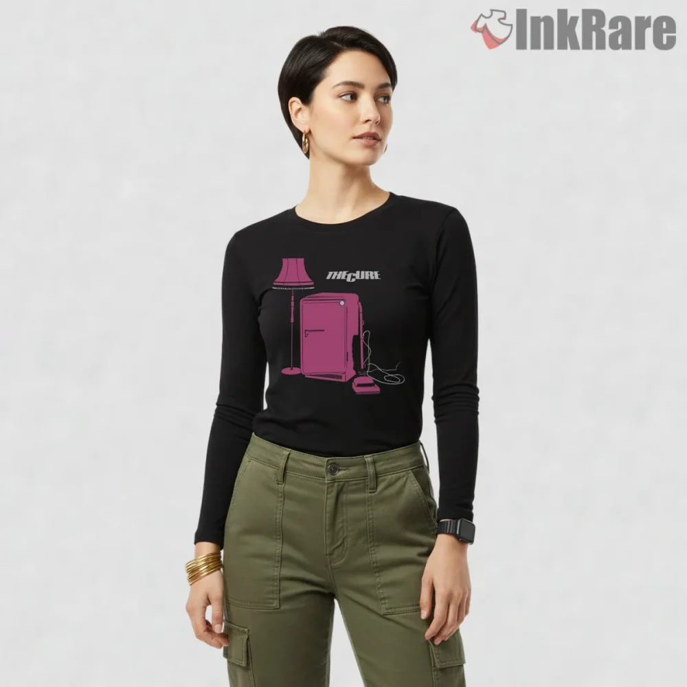 The Cure Three Imaginary Boys Minimal Art Shirt on black long sleeve shirt for women graphic tee