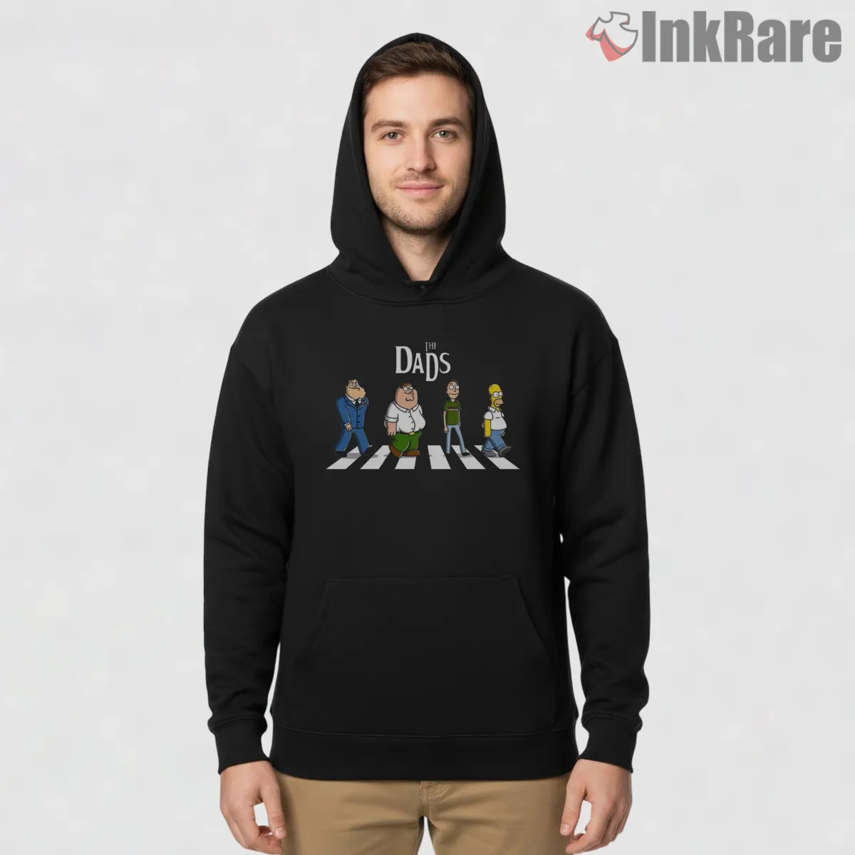 The Dads Abbey Road Cartoon Crossover Parody Hoodie Black The Dads Abbey Road Cartoon Crossover Parody Shirt on black hoodie for men graphic tee
