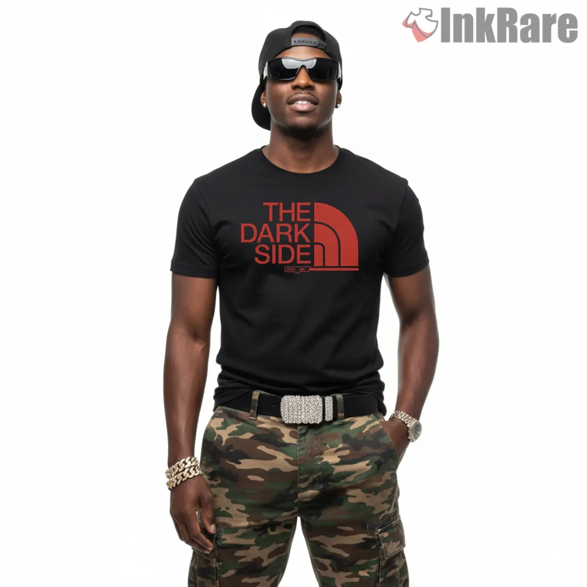 The Dark Side Minimal Eclipse Graphic Shirt on black short sleeve shirt for men graphic tee