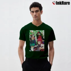 Men’s The Devil Is A Part Timer Anime V-Neck Tee in forest green | Sharp, Breathable, Everyday Staple