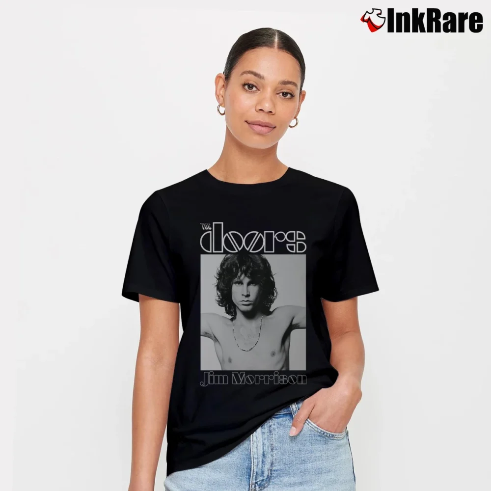 Women’s The Doors Jim Morrison Band Festival Signature T-Shirt in black | Soft, Flattering Fit