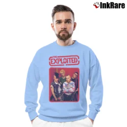 Men’s the exploited london poster punk band Crewneck Sweatshirt in light blue | Cozy Fabric, Clean Style