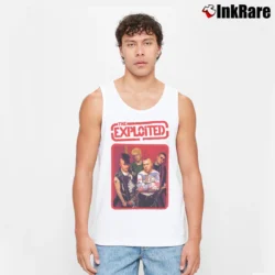 Men’s the exploited london poster punk band Tank Top in white | Breathable, Active-Friendly Design
