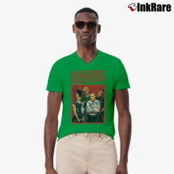 Men’s the exploited london poster punk band V-Neck Tee in irish green | Sharp, Breathable, Everyday Staple