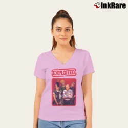 Women’s the exploited london poster punk band V-Neck Tee in light pink | Chic Neckline, Soft Texture