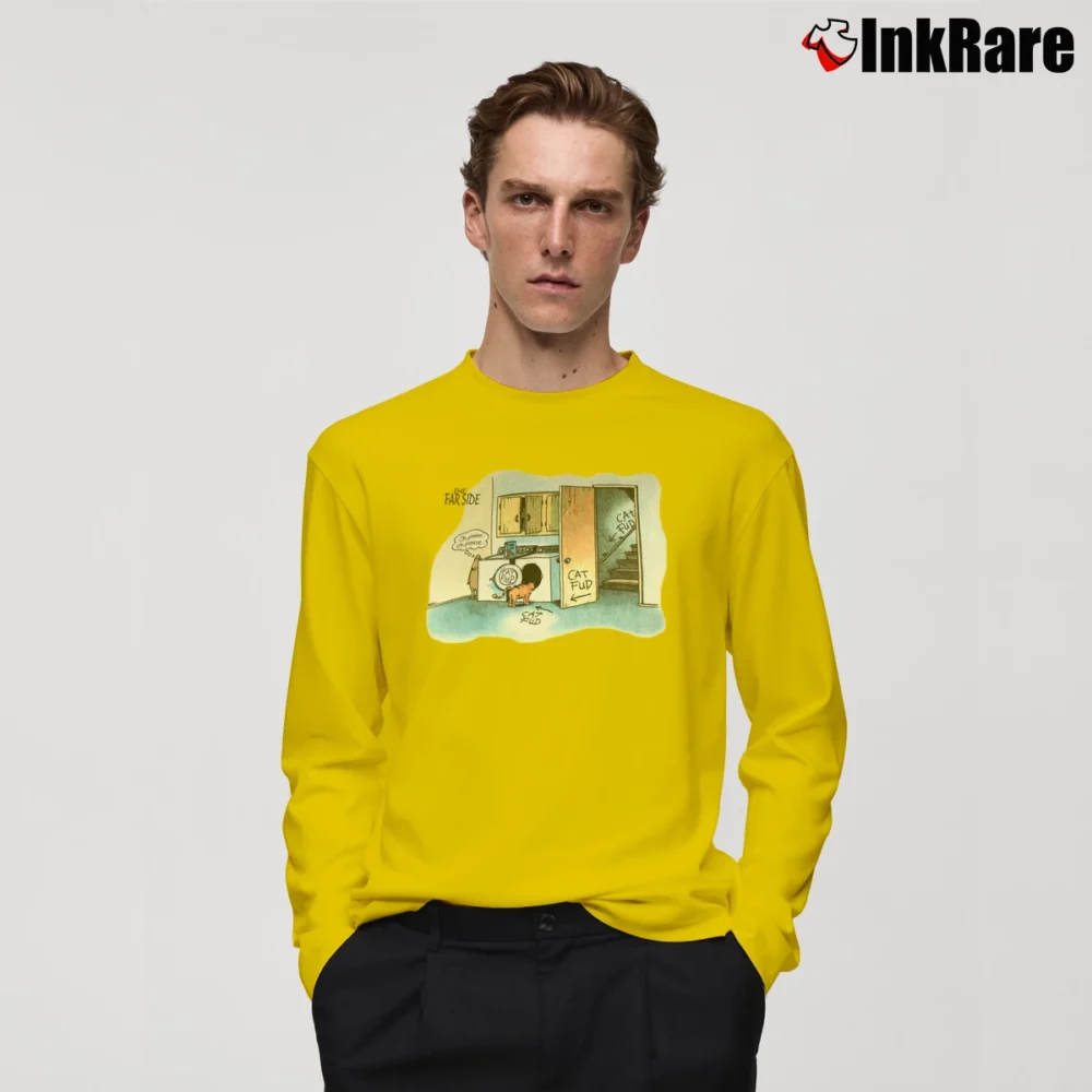Men’s The Far Side Cat Trap Gary Larsen Classic Long-Sleeve Shirt in yellow | Sleek, Lightweight, Year-Round Wear