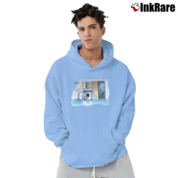 Men’s The Far Side Cat Trap Gary Larson 90s Comic Graphic Pullover Hoodie in light blue | Cozy, Durable, Modern Fit
