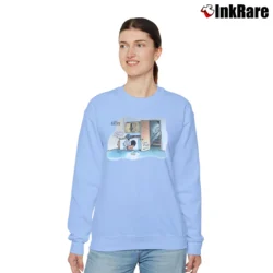Women’s The Far Side Cat Trap Gary Larson 90s Comic Graphic Relaxed Sweatshirt in light blue | Soft, Laid-Back Vibe