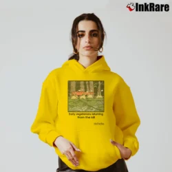 Women’s The Far Side Vegan Comic 90s Vegetarian Cozy Hoodie in yellow | Warm, Structured, Stylish