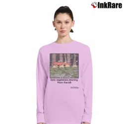 Women’s The Far Side Vegan Comic 90s Vegetarian Long-Sleeve Top in light pink | Sleek, Versatile, All-Season