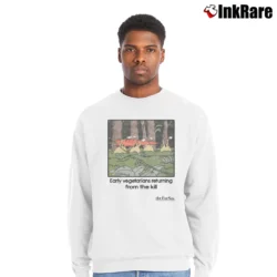 Men’s The Far Side Vegan Comic 90s Vegetarian Crewneck Sweatshirt in white | Cozy Fabric, Clean Style