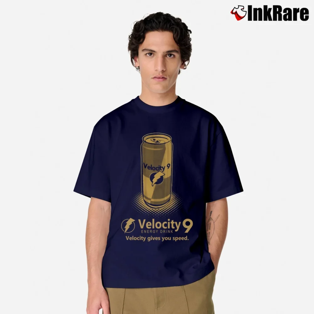Men’s The Flash Inspired Velocity 9 Energy Drink Classic T-Shirt in navy | Soft, Breathable Everyday Wear