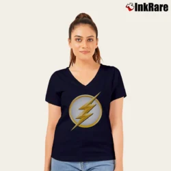 Women’s The Flash Season TV Show V-Neck Tee in navy | Chic Neckline, Soft Texture