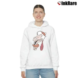 Women’s The Flintstones Flexing Bamm Cozy Hoodie in white | Warm, Structured, Stylish