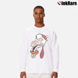 Men’s The Flintstones Flexing Bamm Long-Sleeve Shirt in white | Sleek, Lightweight, Year-Round Wear