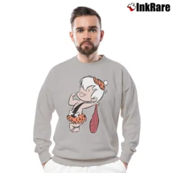 Men’s The Flintstones Flexing Bamm Crewneck Sweatshirt in sport grey | Cozy Fabric, Clean Style