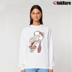 Women’s The Flintstones Flexing Bamm Relaxed Sweatshirt in white | Soft, Laid-Back Vibe