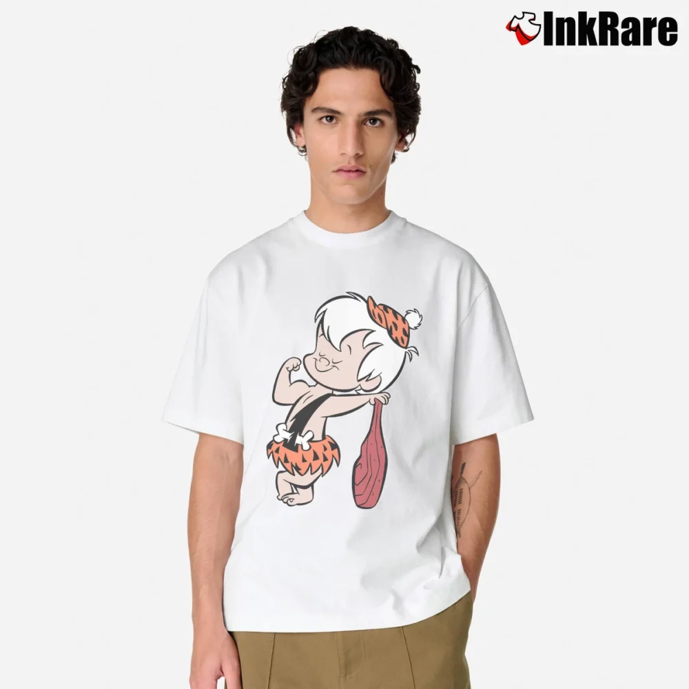 Men’s The Flintstones Flexing Bamm Classic T-Shirt in white | Soft, Breathable Everyday Wear