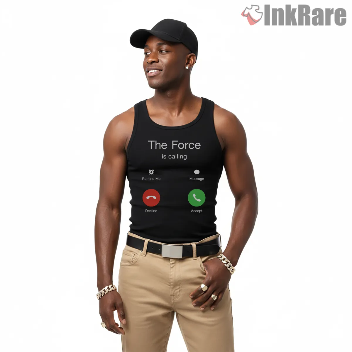 The Force Is Calling Incoming Call Tank Top Black The Force Is Calling Incoming Call Shirt on black tank top for men graphic tee